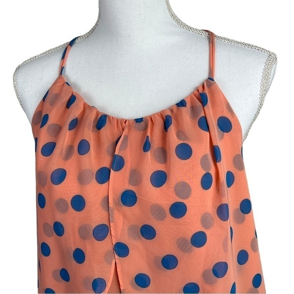 Altar'd State peach with blue polka dots halter Lined mini dress Size M - Picture 5 of 8